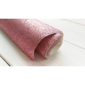 Ткань с глиттером, цвет розовый, 30х35 см
