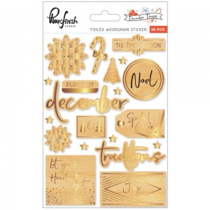 Деревянные украшения с золотым фольгированием December Days Foiled Stickers 5"X7"